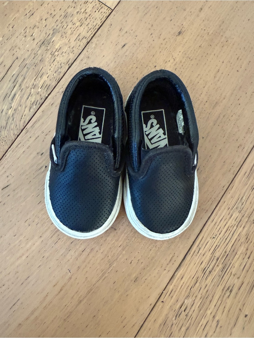 Vans Black Perforated Leather, Toddler Size 4